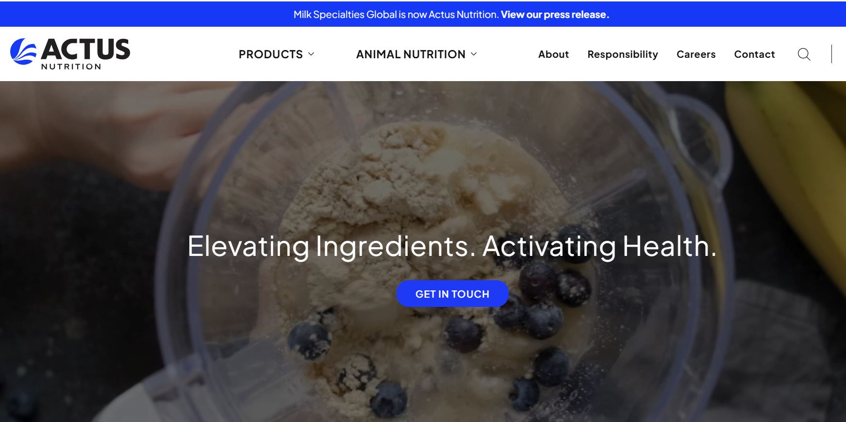 Actus Nutrition rebrand: MilkSpecialties.com to Actus.com