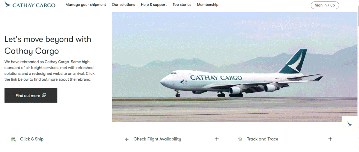 Cathay Cargo rebrand: CathayPacificCargo.com to CathayCargo.com