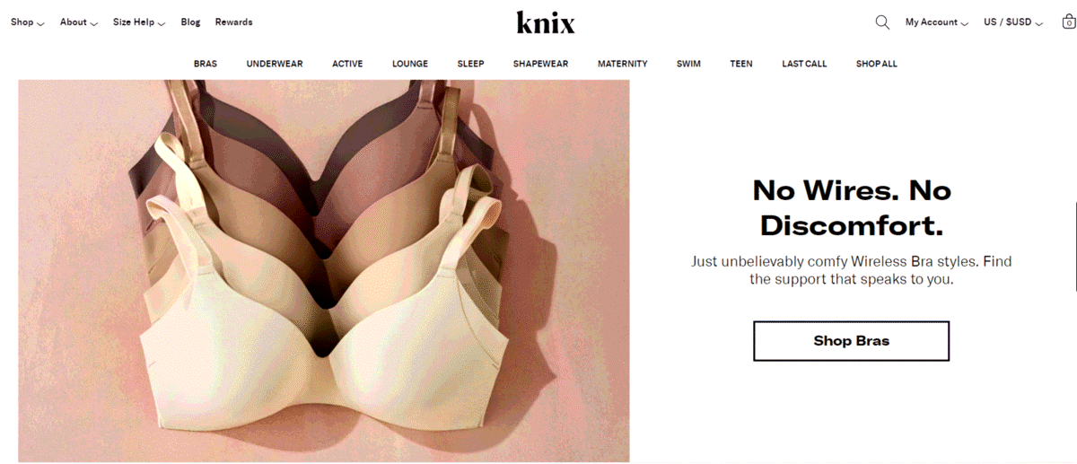 Knix.com rebrand: KnixWear.com to Knix.com